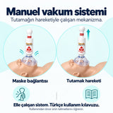 HemlikCare manuel vakum sistemi: maske bağlantısı ve tutamak hareketi